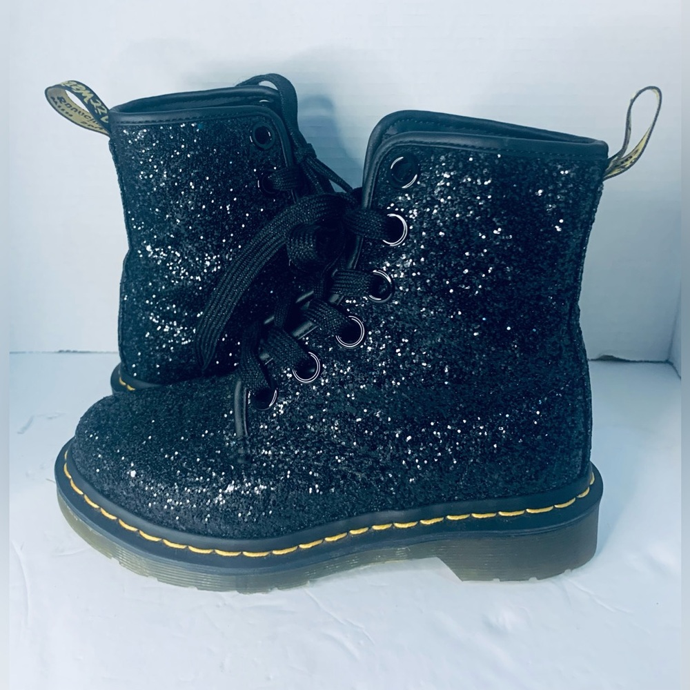 DR. MARTENS 1460 FARRAH BLACK CHUNKY GLITTER LACE UP BOOT WOMENS SIZE US 5 DOC'S